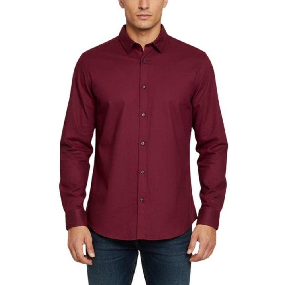 Artefact Burgundy Long Sleeve Button Up Shirt Men Slim Fit NWOT Size Large